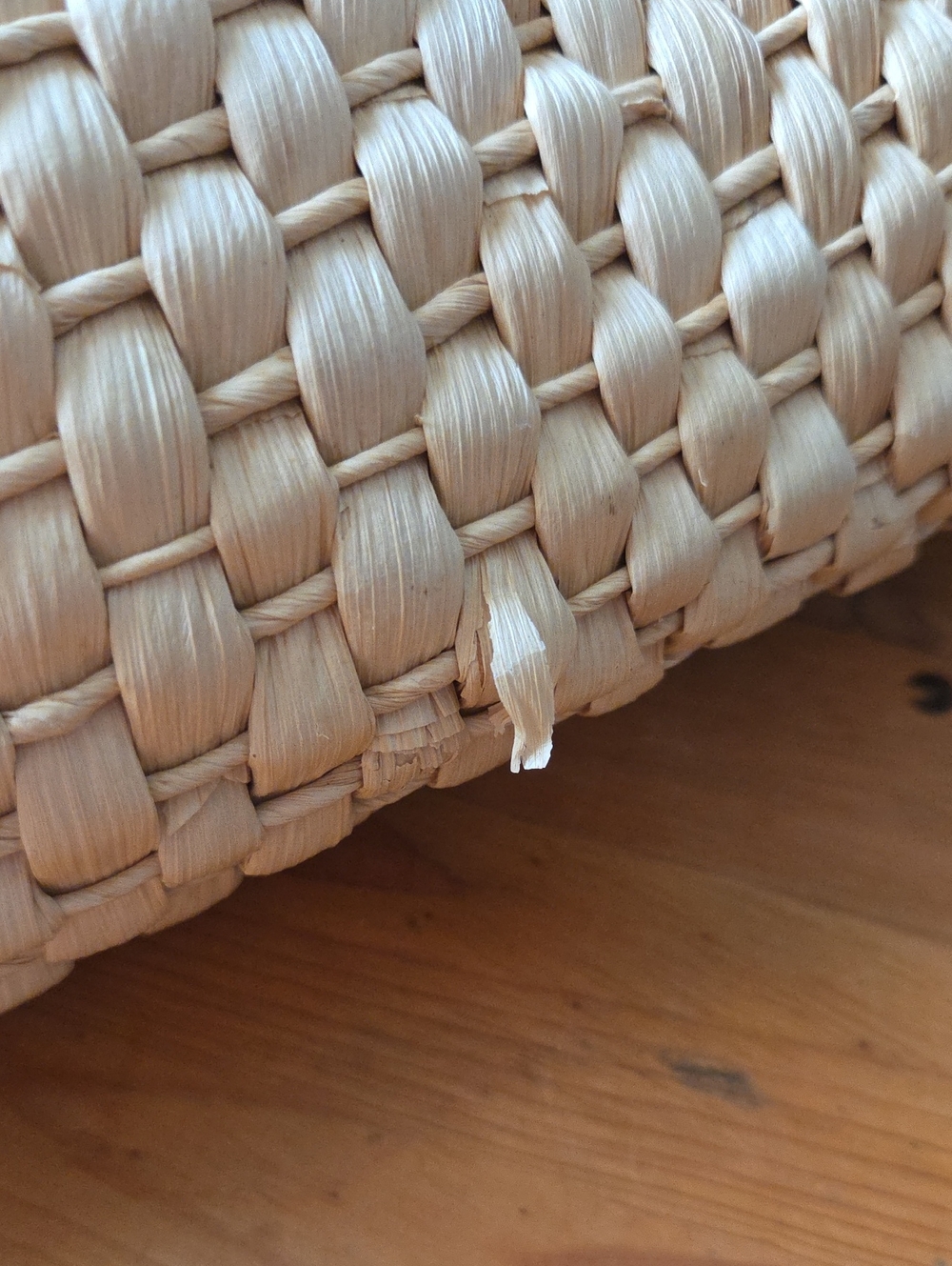Woven Straw Tote Bag Blue Mustard Geometric Beach Vintage Style - Picture 12 of 14